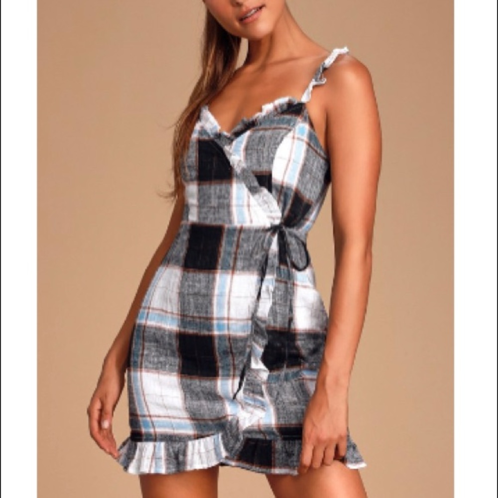 Lulus Mini Dress Plaid Print Size Small